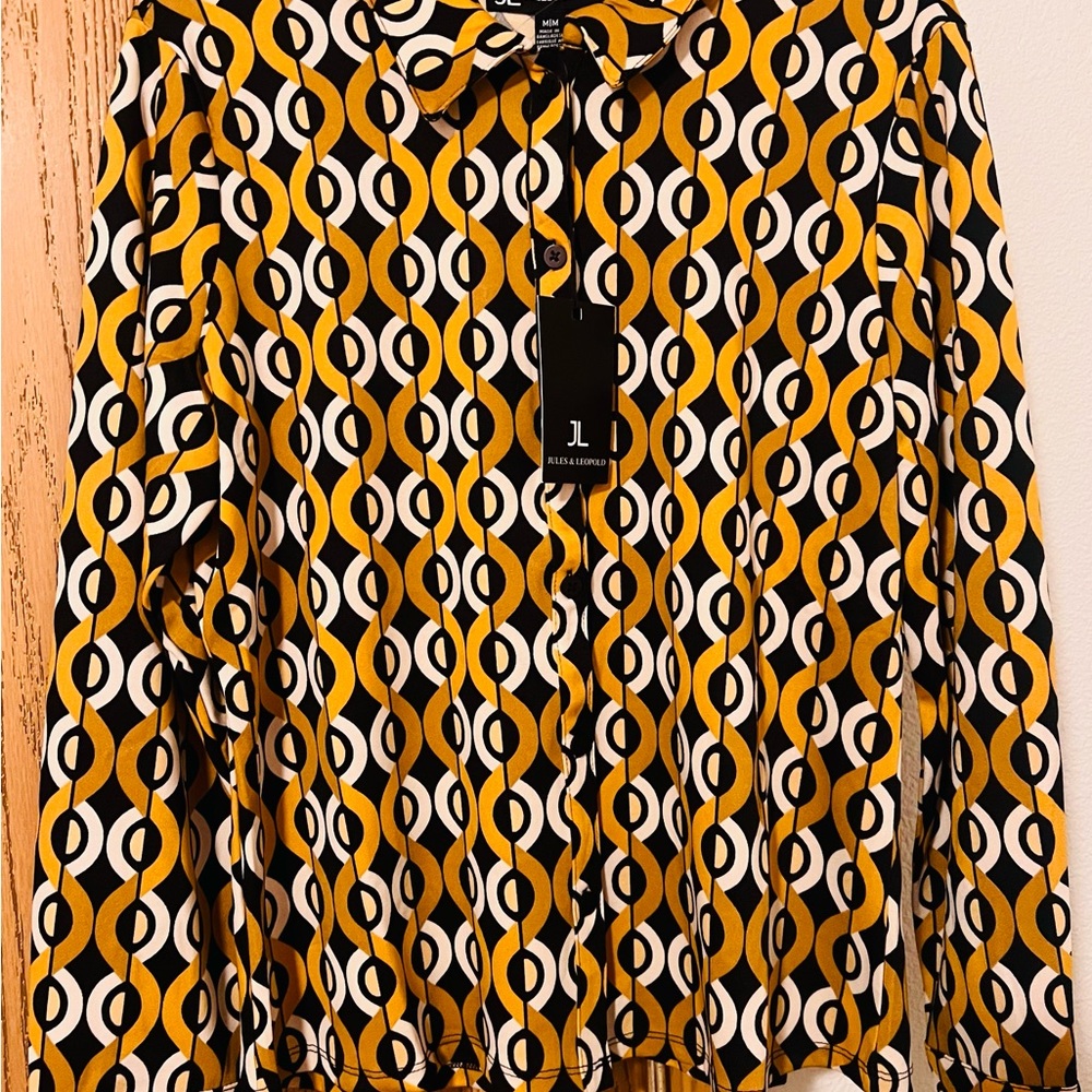 NWT Jules & Leopold Retro Geometric Print Button-Down Blouse - Size Medium